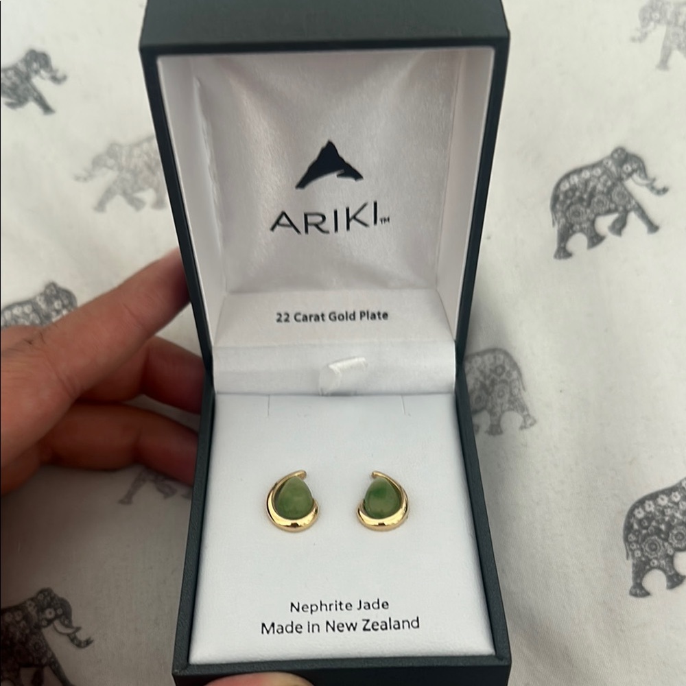Gold and Green Nephrite Jade Earrings